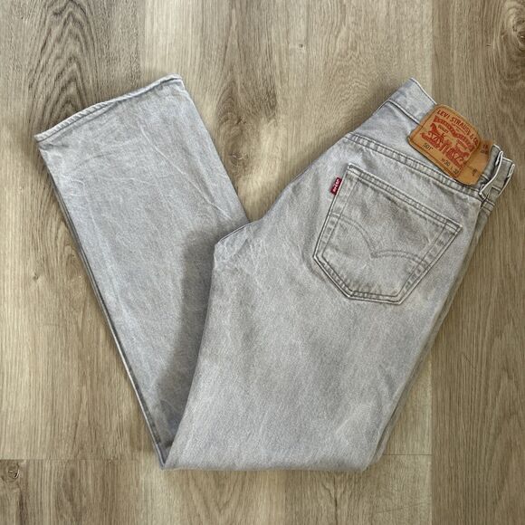 Levis 501 Mens 30x32 (28x28) Straight Original Fit Gray Button Fly Denim Jeans - Picture 1 of 14